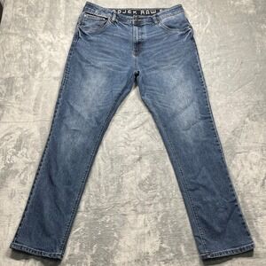 Projek Raw Athletic Straight Jeans Mens 36x32 Blue Baru Medium Wash Stretch